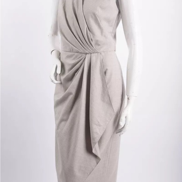 Ralph Lauren Purple Label Womans Midi Draped Dress Sz 8 Gray Wool Sleeveless NWT - Picture 3 of 6